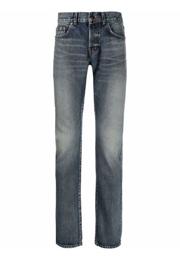 Saint Laurent Halbhohe Slim-Fit-Jeans - Blau