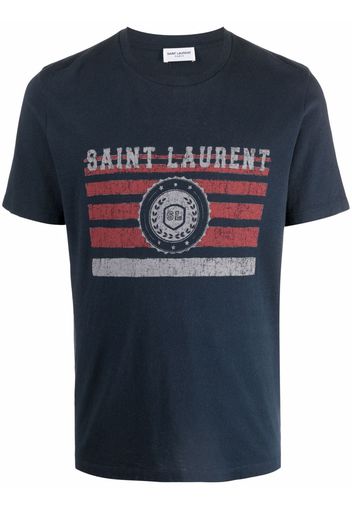 Saint Laurent T-Shirt mit Logo-Print - Blau