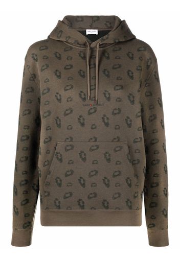 Saint Laurent Hoodie mit Logo-Print - Grün