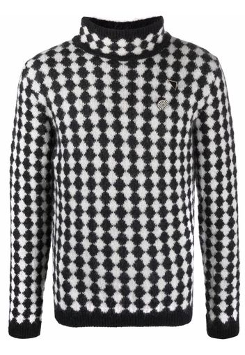 Saint Laurent Rollkragenpullover mit Rautenmuster - Schwarz