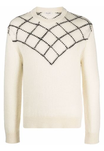 Saint Laurent intarsia-pattern jumper - Nude