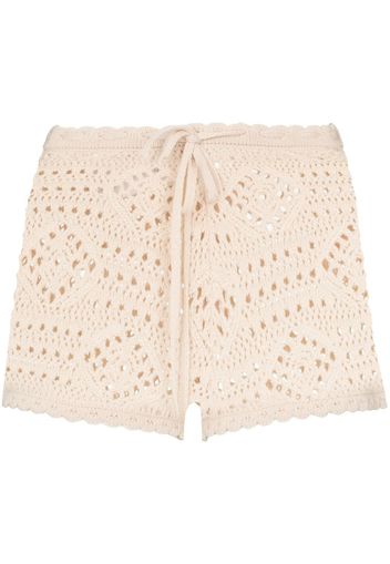 Saint Laurent drawstring crochet wool shorts - Nude