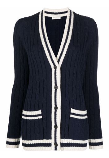 Saint Laurent cable-knit cashmere cardigan - Blau