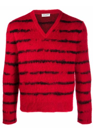 Saint Laurent brushed knit striped jumper - Rot