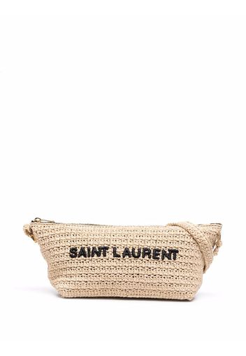 Saint Laurent Schultertasche aus gewebtem Bast - Nude