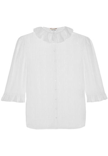 Saint Laurent frilled-collar button-up blouse - Weiß