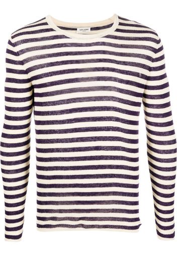 Saint Laurent Gerippter Pullover mit Streifen - Violett