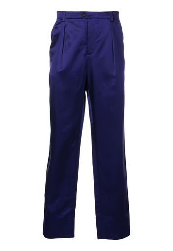 Saint Laurent mid-rise silk straight leg trousers - Violett