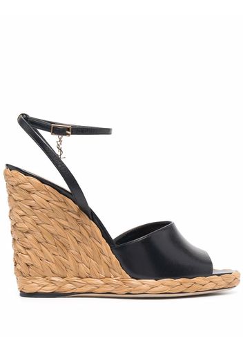 Saint Laurent Paloma Wedge-Sandalen in Flechtoptik - Schwarz