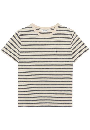 Saint Laurent striped logo t-shirt - Nude