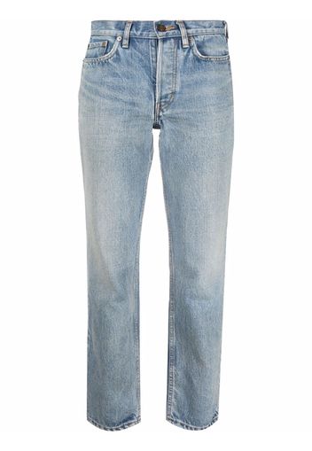 Saint Laurent Ausgeblichene Cropped-Jeans - Blau