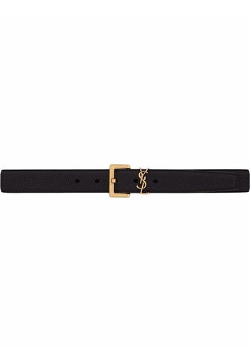 Saint Laurent monogram-logo wide leather belt - Schwarz