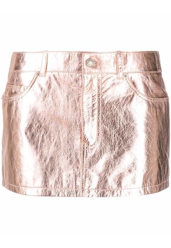 Saint Laurent lamé leather mini skirt - Rosa