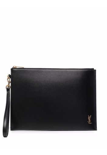 Saint Laurent monogram leather clutch - Schwarz