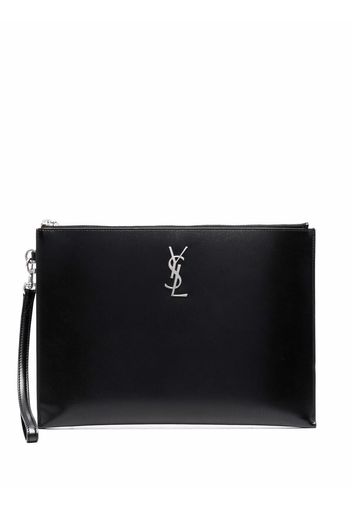 Saint Laurent logo plaque clutch bag - Schwarz