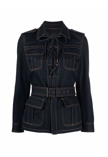 Saint Laurent belted denim jacket - Blau