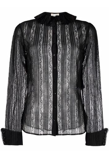 Saint Laurent frilled-neck lace shirt - Schwarz