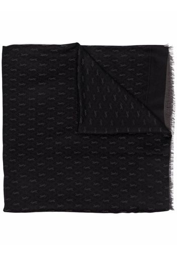 Saint Laurent monogram fine-knit scarf - Schwarz