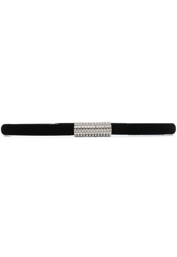 Saint Laurent crystal-embellished velvet belt - Schwarz