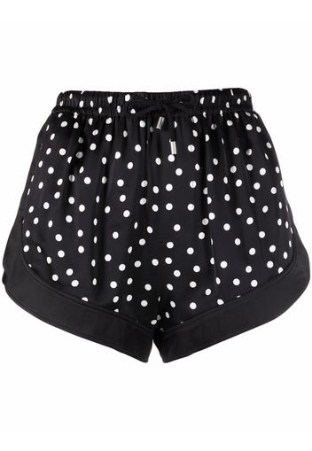 Saint Laurent high-waist polka-dot silk shorts - Schwarz