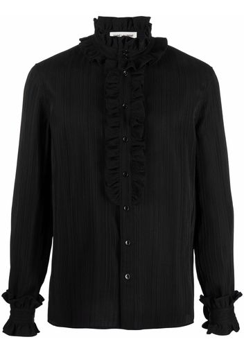 Saint Laurent ruffled detailing silk shirt - Schwarz