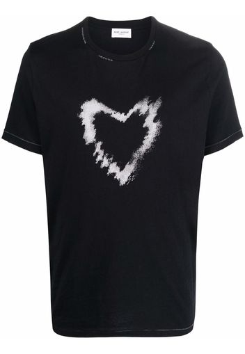 Saint Laurent heart-print T-shirt - Schwarz