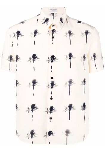 Saint Laurent palm tree print short-sleeved shirt - Nude