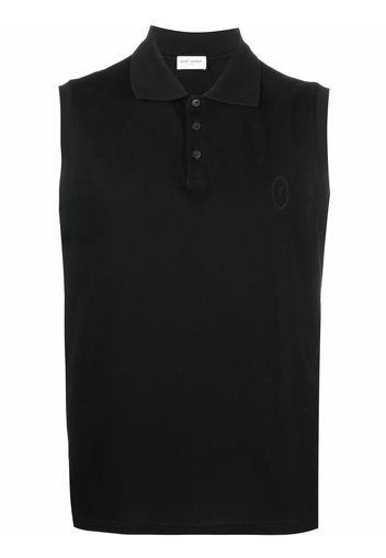 Saint Laurent embroidered logo polo shirt - Schwarz