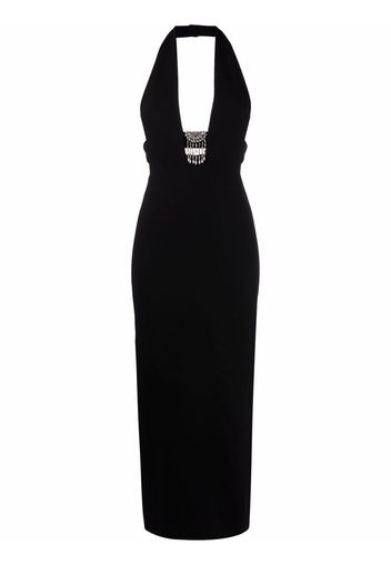 Saint Laurent Neckholder-Kleid mit Kristallen - Schwarz