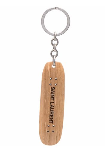 Saint Laurent logo-print skateboard key ring - Braun