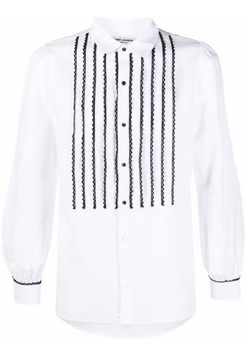 Saint Laurent contrasting lace-detail shirt - Weiß