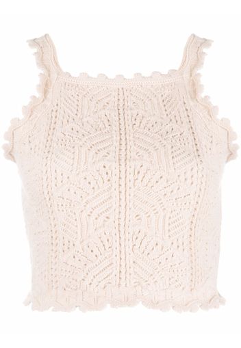 Saint Laurent crochet cropped wool top - Nude