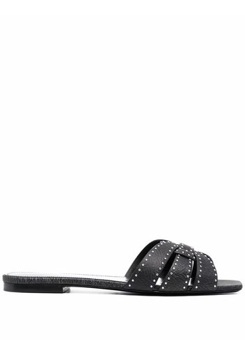 Saint Laurent tribute studded flat sandals - Schwarz