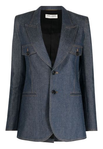 Saint Laurent single-breasted denim blazer - Blau