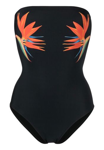 Saint Laurent bird of paradise print swimsuit - Schwarz