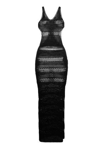 Saint Laurent cut-out striped crochet maxi dress - Schwarz