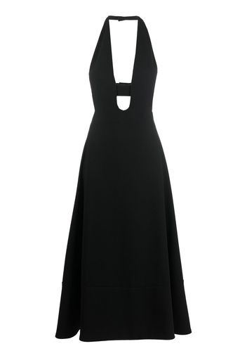 Saint Laurent silk plunge-neck dress - Schwarz