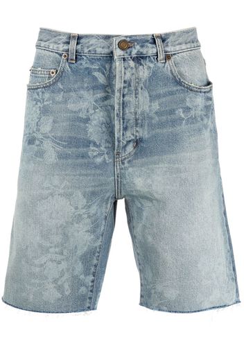 Saint Laurent paint splatter-print denim shorts - Blau