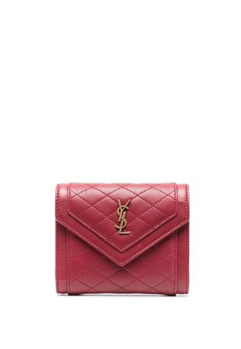 Saint Laurent YSL logo-plaque leather wallet - Rot