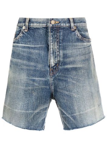 Saint Laurent distressed-effect denim shorts - Blau