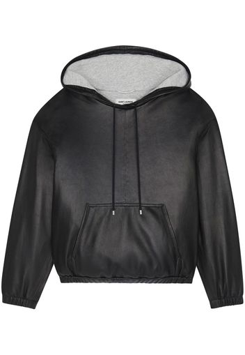 Saint Laurent Hoodie aus Leder - Schwarz