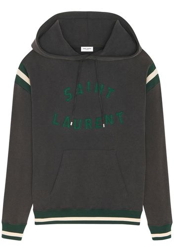 SAINT LAURENT logo-patch cotton hoodie - Schwarz