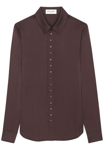 SAINT LAURENT silk classic button-up shirt - Braun