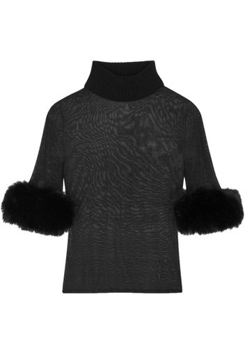 Saint Laurent semi-sheer high-neck sweatshirt - Schwarz