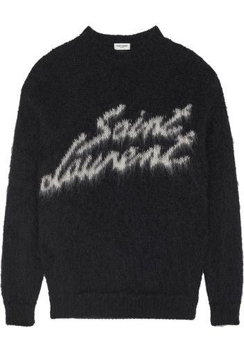 Saint Laurent Intarsien-Pullover mit Logo - Schwarz