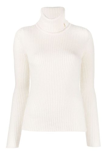 Saint Laurent Gerippter Rollkragenpullover - Nude