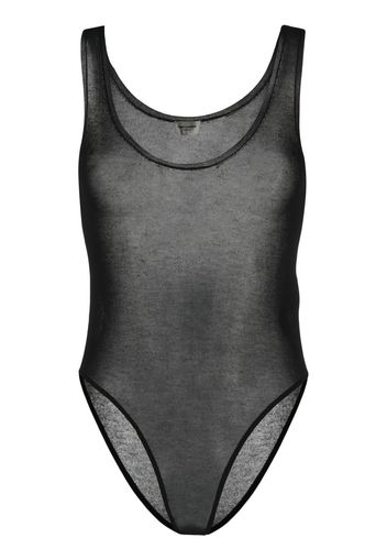 Saint Laurent sheer-knit sleeveless bodysuit - Schwarz