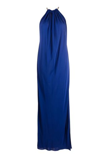 Saint Laurent halterneck ruched gown - Blau