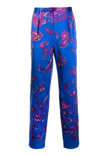 Saint Laurent paisley-print tailored trousers - Blau