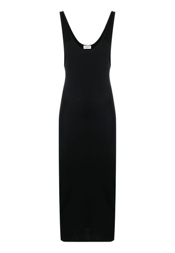 Saint Laurent fine-ribbed slip dress - Schwarz